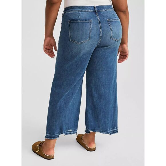 TORRID HIGH RISE WIDE LEG ANKLE CROP WITH VINTAGE STRETCH SIZE 16 - Picture 4 of 8